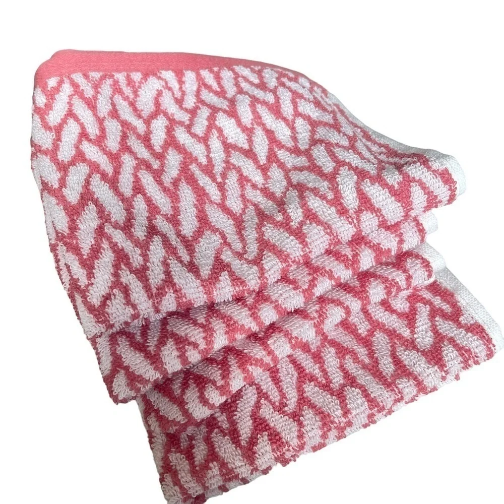 Ralph Lauren Sanders set of 4 Washcloths Basket Weave Rose Red NWT